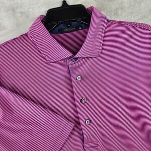 Greyson Golf Peformance Polo Mens Xl Purple Striped Polyester Wicking‎ Streach